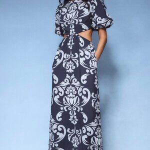 Abercrombie & Fitch - Cutout Maxi Dress - Blue Pattern - S Petite - NWT